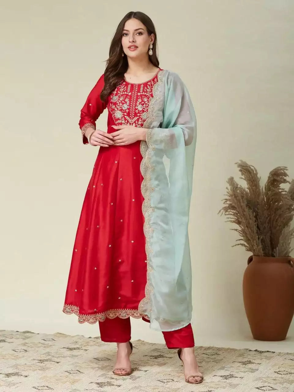 Premium Anarkali Kurti Pant Set with Dupatta