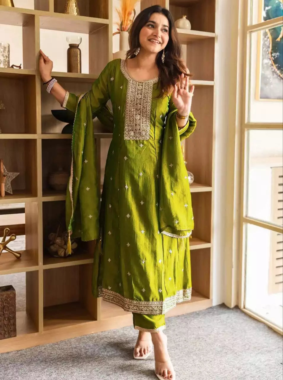 Designer Anarkali Kurti Pant Set with Dupatta