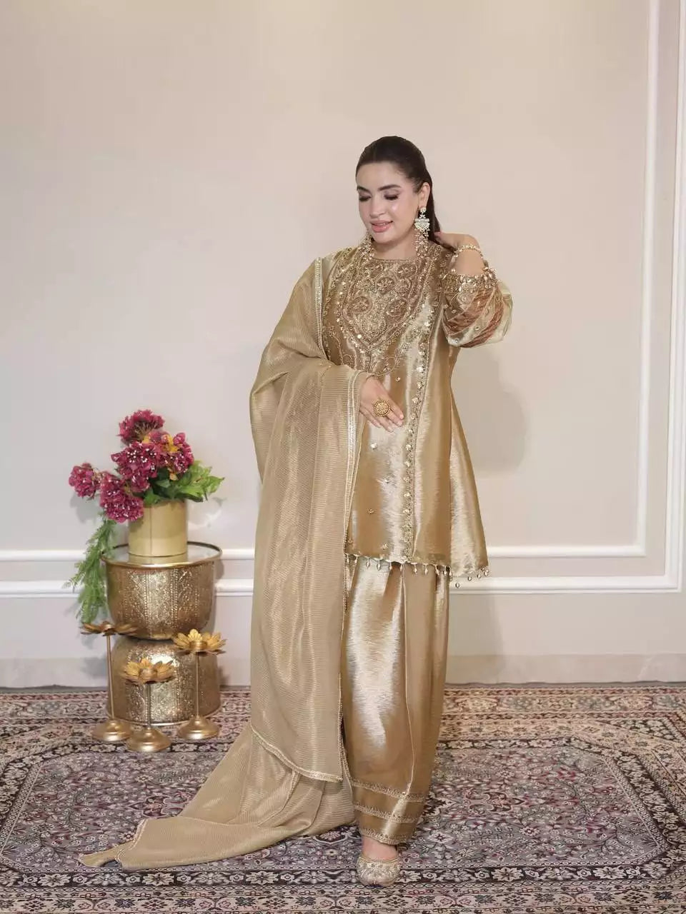 Fendy Sequence Embroidered Top Salwar Set with Dupatta