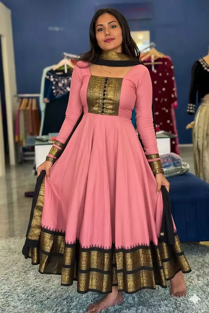 Vichitra Maxi Kurti with Jacquard Border Dupatta