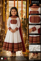 Cotton Blend Chanderi Maxi Kurti with Jacquard Border Dupatta for Girl