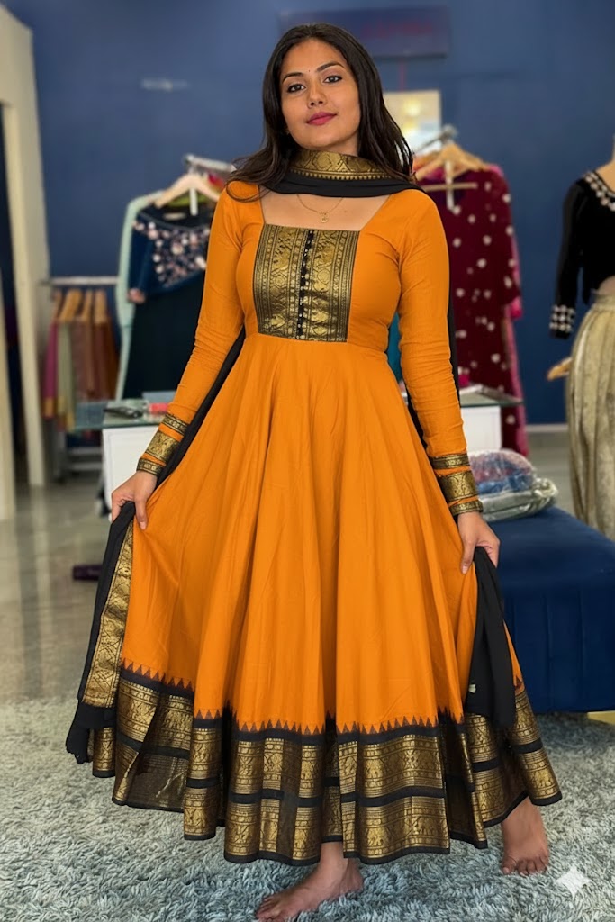 Vichitra Maxi Kurti with Jacquard Border Dupatta