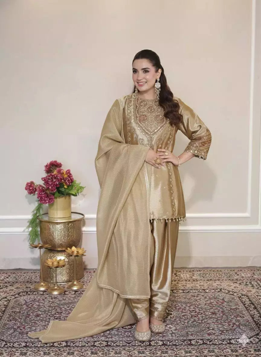 Fendy Sequence Embroidered Top Salwar Set with Dupatta
