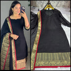 Silk Kurti with Jacquard Border Matching Dupatta