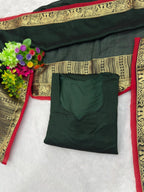 Silk Kurti with Jacquard Border Matching Dupatta