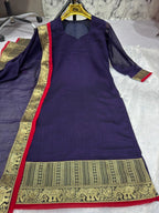 Silk Kurti with Jacquard Border Matching Dupatta