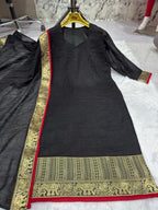 Silk Kurti with Jacquard Border Matching Dupatta