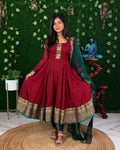 Vichhitra Silk Maxi Kurti with Net Dupatta with Jacquard Work