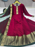Vichhitra Silk Maxi Kurti with Net Dupatta with Jacquard Work