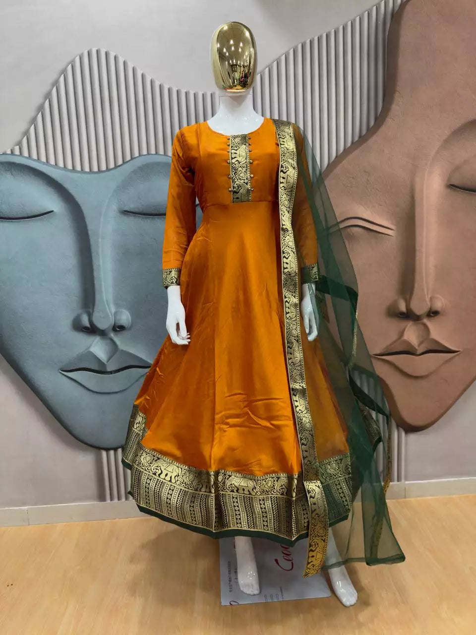 Vichhitra Silk Maxi Kurti with Net Dupatta with Jacquard Work