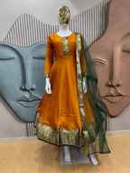 Vichhitra Silk Maxi Kurti with Net Dupatta with Jacquard Work