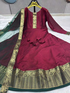 Vichhitra Silk Maxi Kurti with Net Dupatta with Jacquard Work
