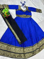 Jacquard Silk Anarkali Kurti with Net Dupatta