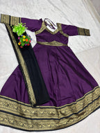 Jacquard Silk Anarkali Kurti with Net Dupatta