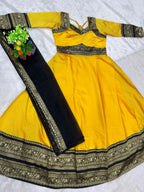 Jacquard Silk Anarkali Kurti with Net Dupatta