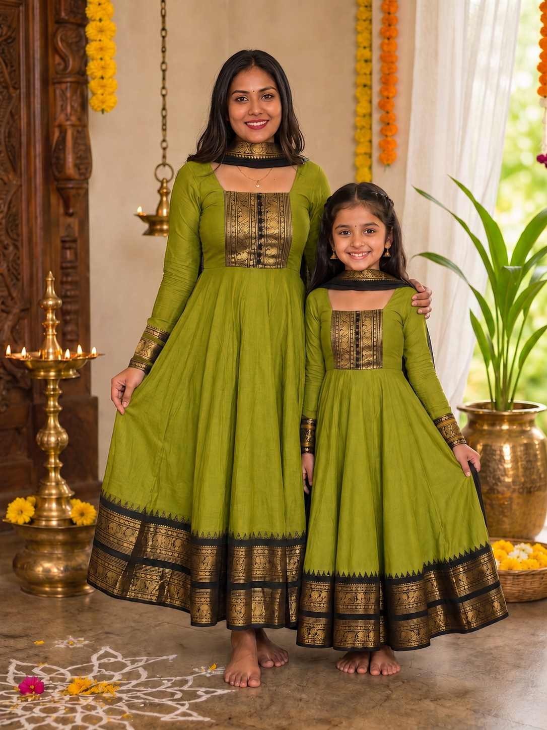 Vichitra Maxi Kurti with Jacquard Border Dupatta Combo