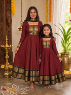 Vichitra Maxi Kurti with Jacquard Border Dupatta Combo