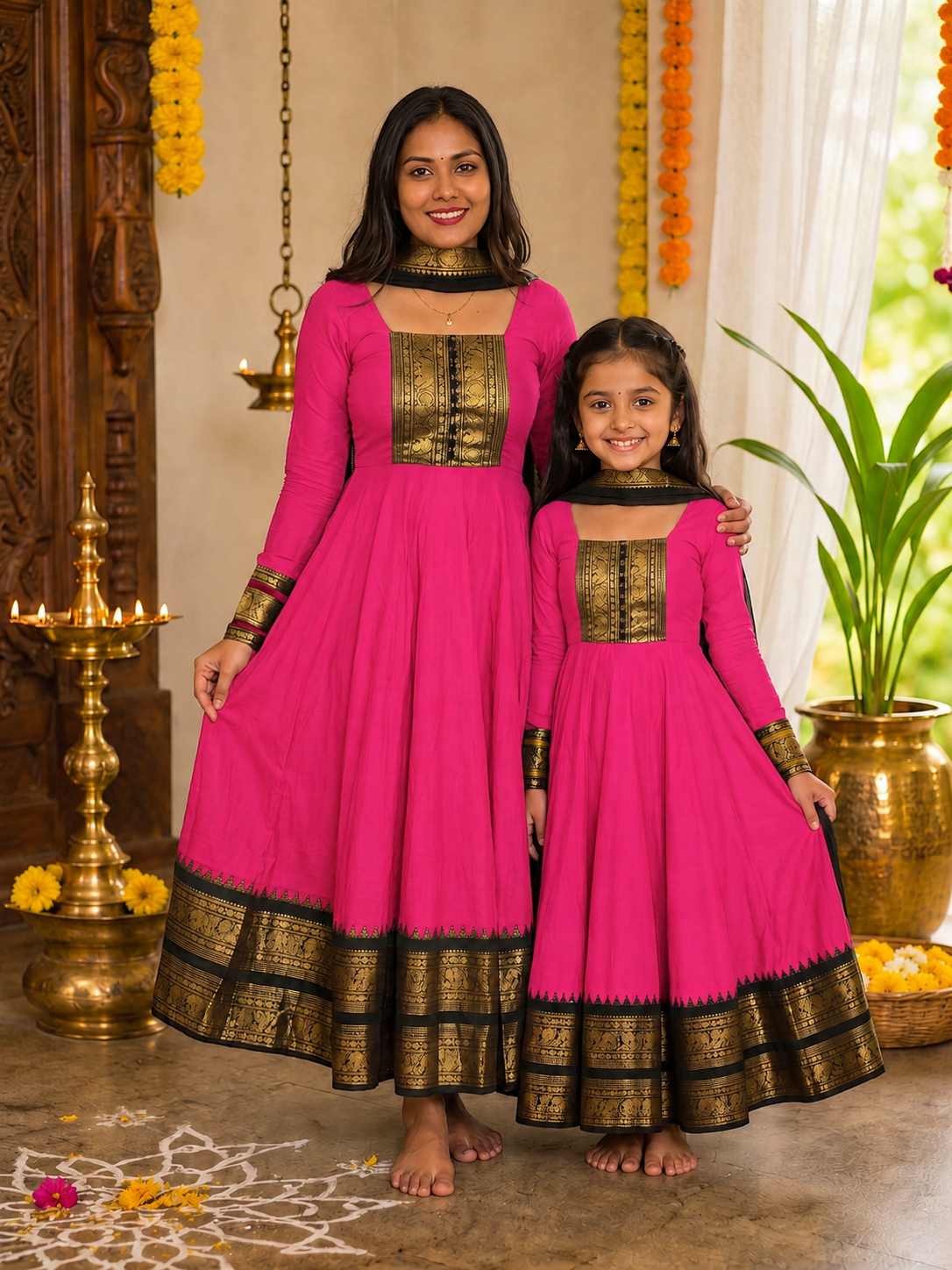 Vichitra Maxi Kurti with Jacquard Border Dupatta Combo