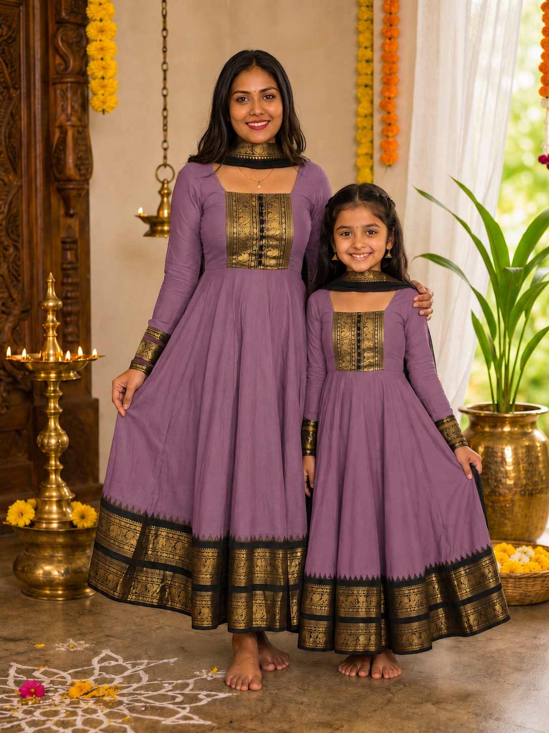 Vichitra Maxi Kurti with Jacquard Border Dupatta Combo