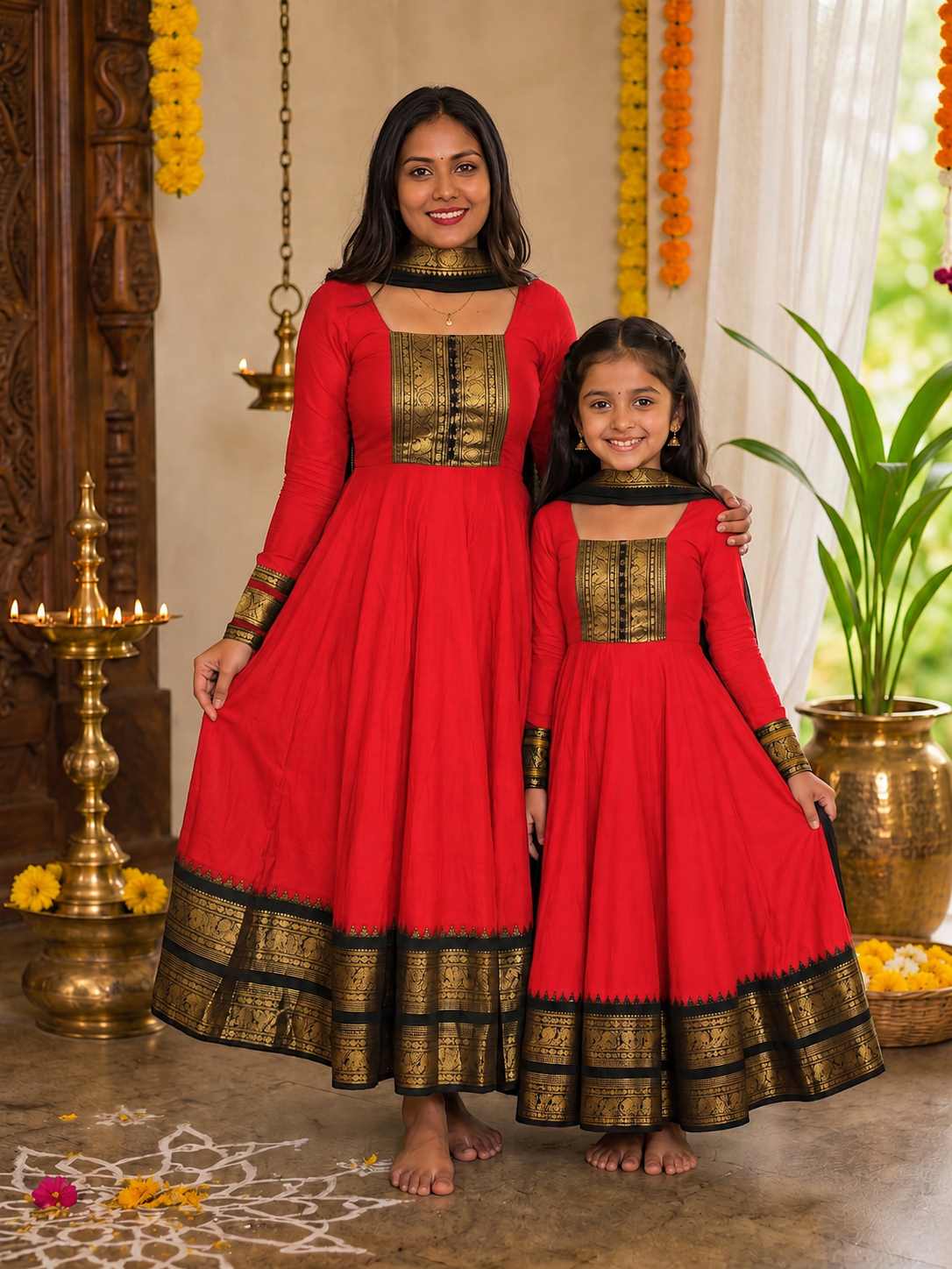 Vichitra Maxi Kurti with Jacquard Border Dupatta Combo