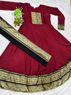 Vichitra Maxi Kurti with Jacquard Border Dupatta Combo