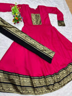 Vichitra Maxi Kurti with Jacquard Border Dupatta Combo