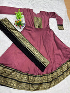 Vichitra Maxi Kurti with Jacquard Border Dupatta Combo
