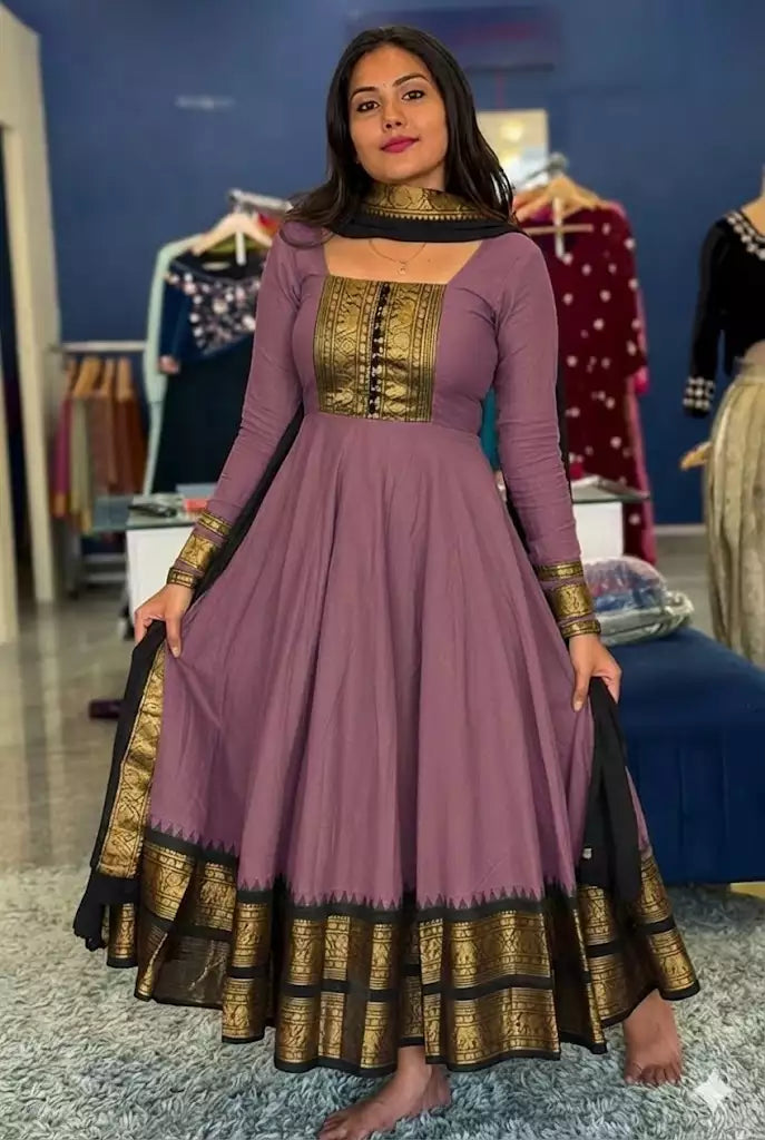 Vichitra Maxi Kurti with Jacquard Border Dupatta