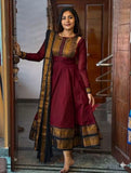 Beautiful Gown with Jacquard Silk Border Dupatta