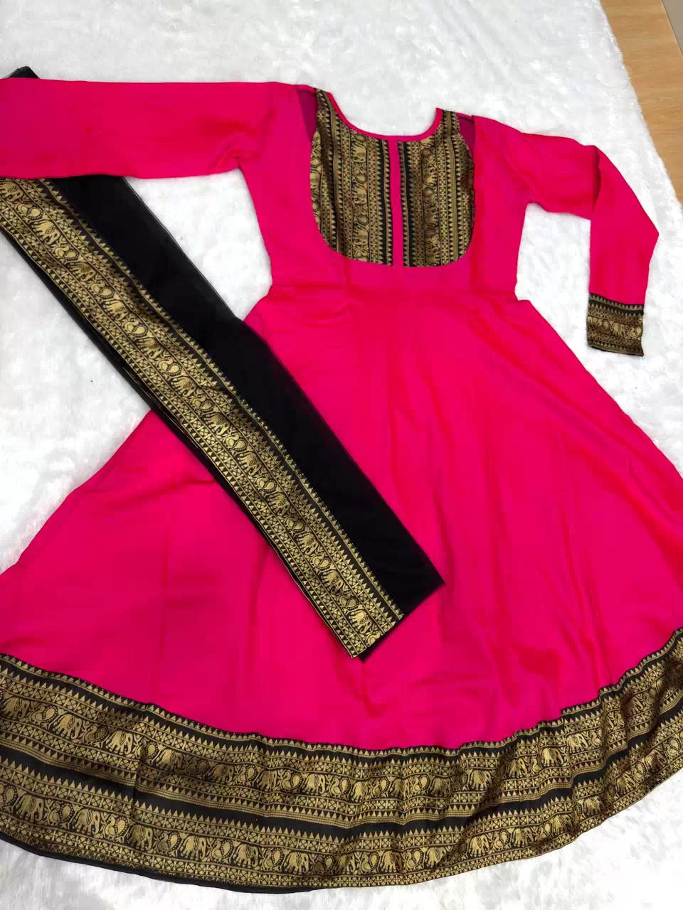 Beautiful Gown with Jacquard Silk Border Dupatta