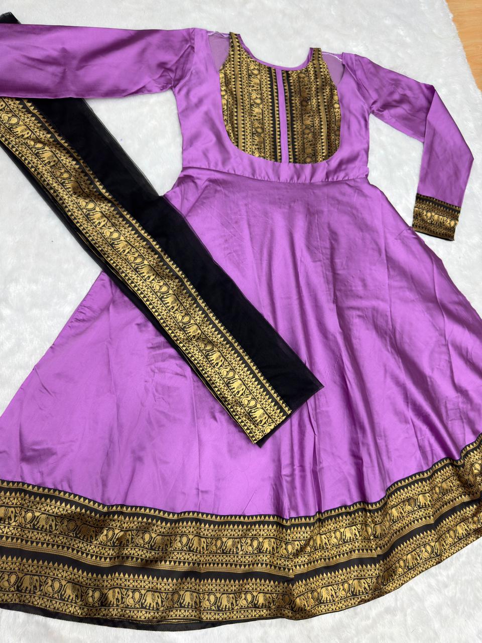 Beautiful Gown with Jacquard Silk Border Dupatta