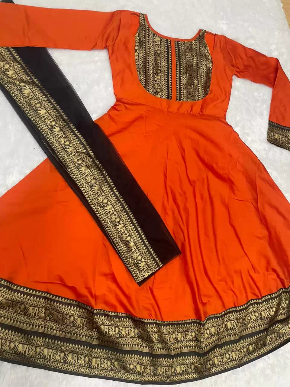 Beautiful Gown with Jacquard Silk Border Dupatta