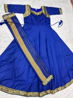 Cotton Jacquard Lace Maxi Kurti with Dupatta