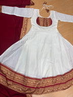 Cotton Blend Chanderi Maxi Kurti with Jacquard Border Dupatta for Girl