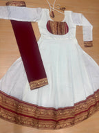 Cotton Blend Chanderi Maxi Kurti with Jacquard Border Dupatta for Girl