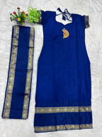 Chettinad Cotton Vel Symbol Embroidered Kurti with Dupatta