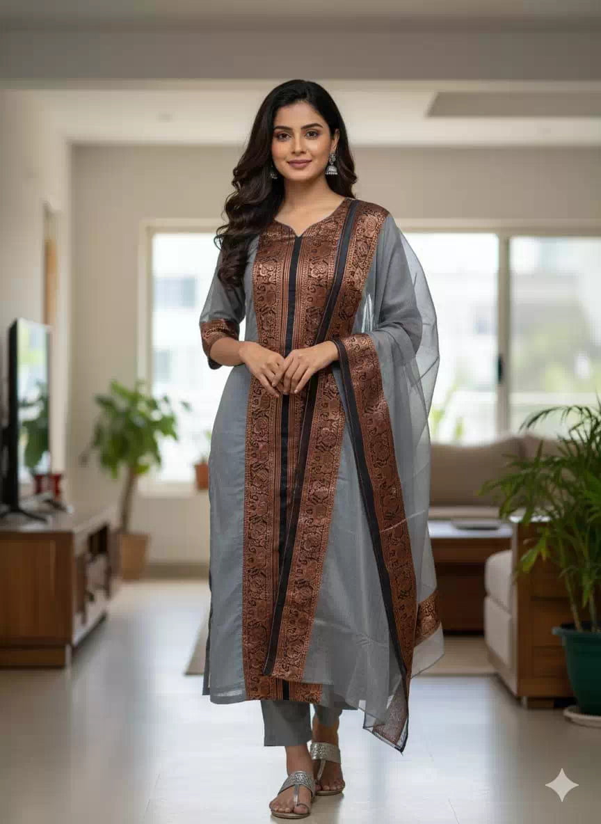 Kanchi Chanderi Kurti with Dupatta