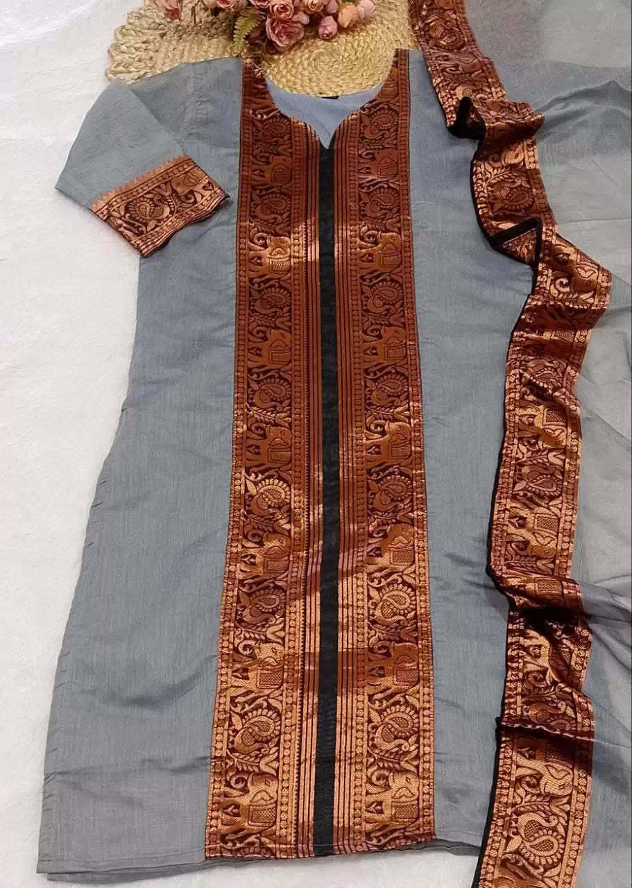 Kanchi Chanderi Kurti with Dupatta